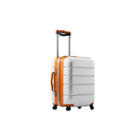 Isolated White Trolley Luggage Bag on  Transparent Background, Travel Bag photography, travel luggage png