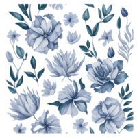 Blume und Blätter Muster auf ein transparent Hintergrund, minimalistisch Blume Muster Hintergrund, Blumen- Motiv, botanisch Muster, Blumen- Design, repetitiv Blumen- Design png