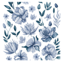 bloem en bladeren patroon Aan een transparant achtergrond, minimalistisch bloem patroon achtergrond, bloemen motief, botanisch patroon, bloemen ontwerp, herhalende bloemen ontwerp png