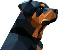 Rottweiler cabeza 3d geométrico triángulo modelo vector ilustración , rottie o podrido perro lado ver en poligonal geométrico estilo vector imagen aislado en blanco antecedentes