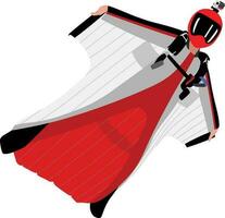 wing suiter flying in the sky vector illustration , Wingsuit Flying , skydiving or BASE jumping with action camera flat style vector image