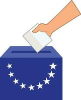 Ballot box a hand casting a vote flat style vector image, ballot box with stars , election voter casting a vote vector image