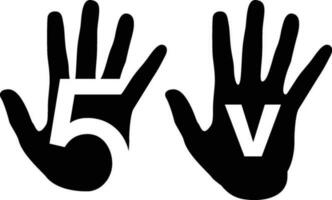 High five hand meeting greeting with number five Hidden concept Silhouette vector image