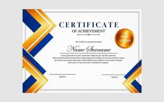 certificate design simple modern a4 luxury certificate blue gold color vector