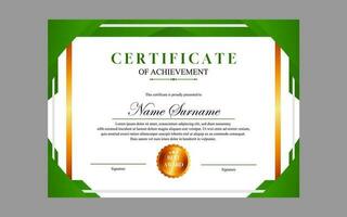 modern simple certificate design a4 luxury certificate green gold color vector