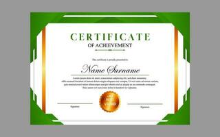 modern simple certificate design a4 luxury certificate green gold color vector