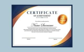 certificate design simple modern a4 luxury certificate blue gold color vector