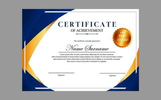 certificate design simple modern a4 luxury certificate blue gold color vector