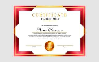 modern simple certificate design a4 luxury certificate red gold colour vector