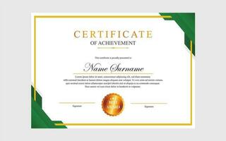 modern simple certificate design a4 luxury certificate green gold colour vector