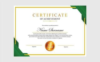 modern simple certificate design a4 luxury certificate green gold colour vector