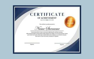 certificate design simple modern a4 luxury certificate blue gold color vector