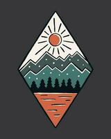 The mountains nature vintage hand drawing for camping outdoor  t shirt, sticker,  and other apparel vector