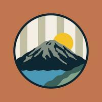 Mountain outdoor theme.  big mountain outdoor vintage vector design for t shirt, sticker, badge and other