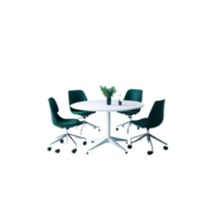 Office round table, rotating chairs, transparent background, workspace furniture, modern office furniture, conference room setup,  office furniture png