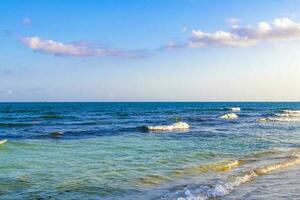 Tropical caribbean beach clear turquoise water Playa del Carmen Mexico. photo