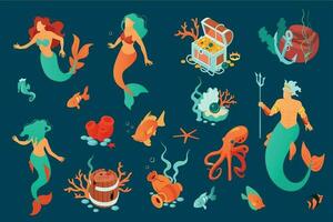 Underwater World Icons Collection vector