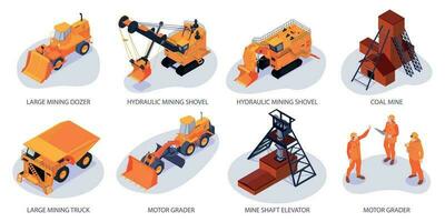 Isometric Mining Compositions Set vector