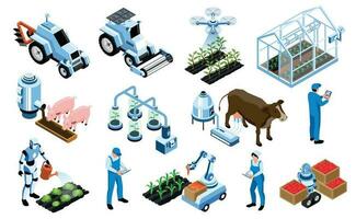 Isometric Smart Farm Agricultural Icon Set vector