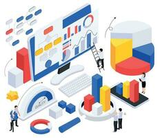 Business Charts Isometric Composition vector