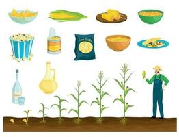 Corn Products Flat Set vector