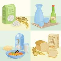 Rice Food Square Compositions vector