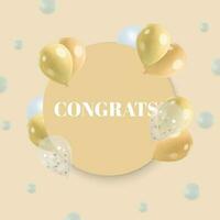 Congratulation celebration square poster with balloons neutral colors vector