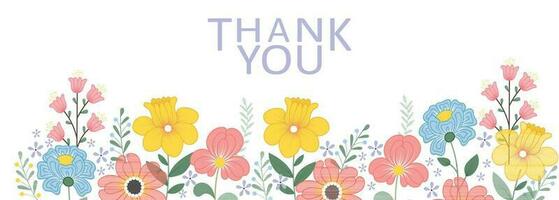 Thank you banner with abstract flowers vector