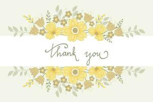 Thank you banner with yellow flowers vector