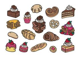 cute hand drawn dessert bakery collection vector