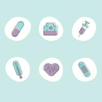 Medical icons set on the blue background. vector