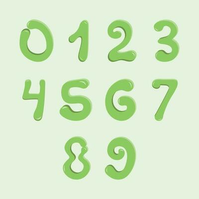 1 to 10 green numbers set.