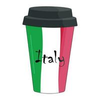 Coffee cup with a flag Italy. vector