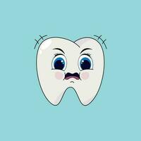 Cute tooth angry. Vector illustration. Cartoon.