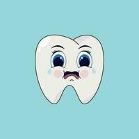 Cute tooth cry. Vector illustration. Cartoon.