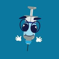 Cute syringe with big eyes. vector