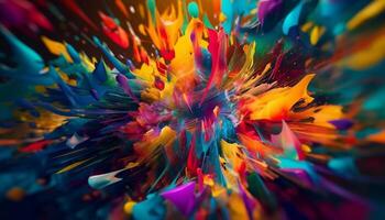 Abstract shapes exploding in chaotic colorful motion generated by AI photo