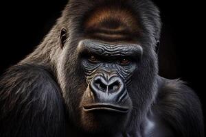 Gorilla portrait closeup - photo