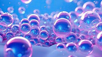 Blue and Pink Bubbles Background for Design Projects - Generative AI photo