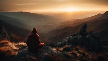 sano hombres excursionismo montaña pico para aventuras generado por ai foto