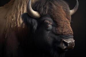 americano bisonte o búfalo, cerca arriba ver de salvaje bisonte - generativo ai foto