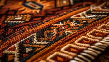Geometric patterns of Turkish kilims decorate floor generated by AI photo