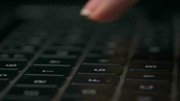 Macro close-up of female hands busy working on laptop or computer keyboard for send emails and surf on a web browser video