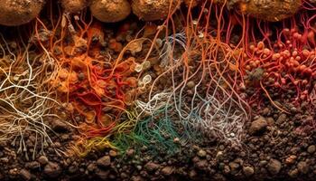 Multi colored cnidarians create chaotic underwater backdrop generated by AI photo