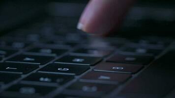 Macro close-up of female hands busy working on laptop or computer keyboard for send emails and surf on a web browser video