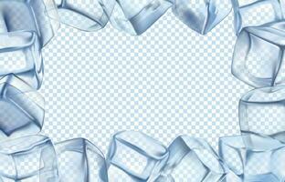 hielo cubitos marco. frío borde, glacial frío cubo y con hielo rectangular marco aislado vector ilustración