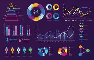 Infographic chart graphics. Diagram charts, data analysis graphs and statistics percentage charts vector illustration set