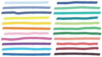 Color highlight marker lines strokes. Colorful highlights, markers stripes and yellow line highlight vector set