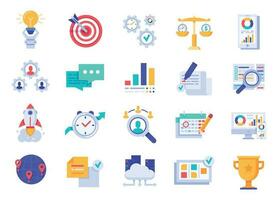 Business icons. Company startup, corporate goals and brand vision flat vector icons