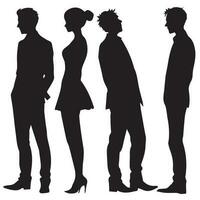 Man Various Pose Vector silhouette group